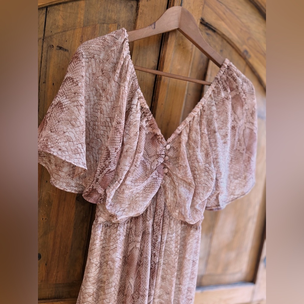 Anthropology Maeve Snake Print Tiered Midi Dress Boho NWT 178.00 Size M - Picture 10 of 10